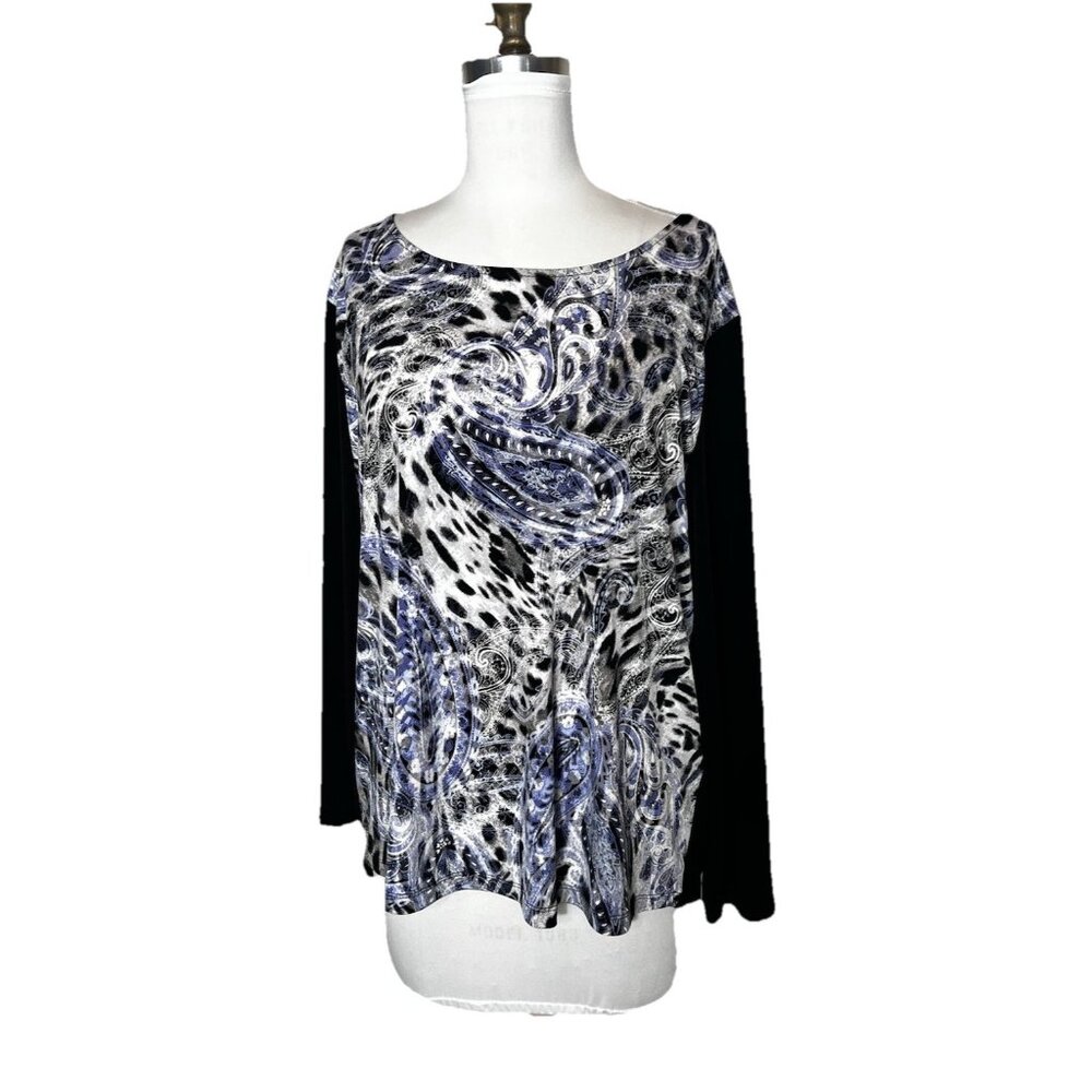 Chico's Long Sleeve Top womens size XL/16 or chicos size 3 round neck pullover‎
